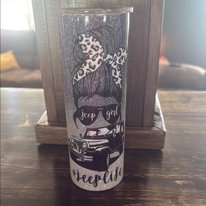 Black and White Jeep Tumbler